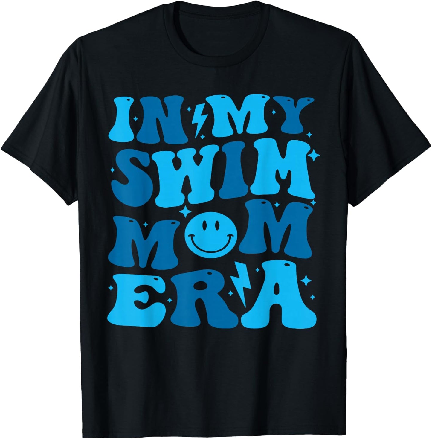 In My Swim Mom Era Groovy Floral Swimming Mom Swimmer T-Shirt - T-Shirt | Black