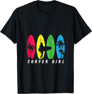 Surfer Girl Costume Vintage Surfboard Surfers Gifts Surfing T-Shirt - T-Shirt | Black