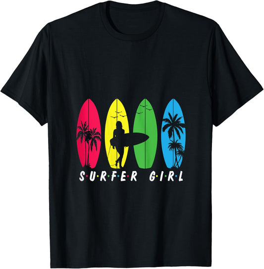 Surfer Girl Costume Vintage Surfboard Surfers Gifts Surfing T-Shirt - T-Shirt | Black