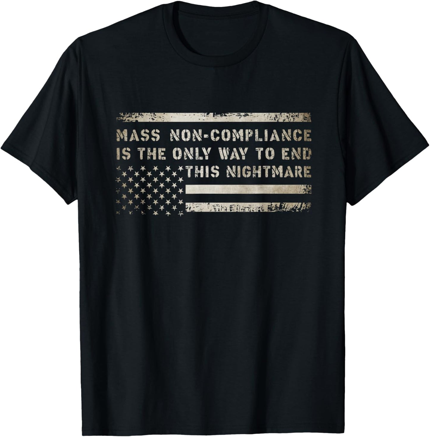 Mass Non Compliance - Upside Down American Flag T-Shirt - T-Shirt | Black