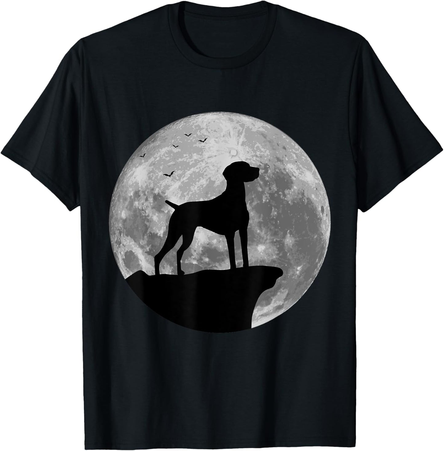 Hungarian Vizsla Silhouette In The Moon Halloween Costume T-Shirt - T-Shirt | Black
