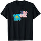 Kazakhstan USA Heartbeat Flag American Kazakh T-Shirt - T-Shirt | Black