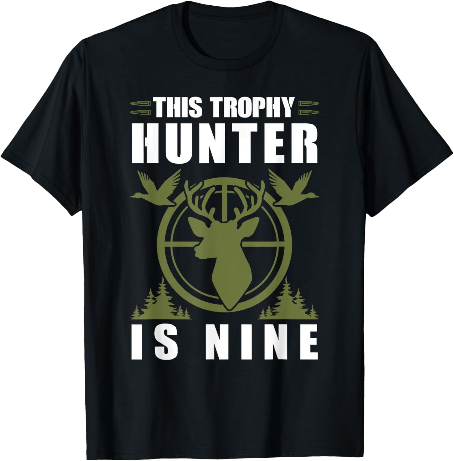 Trophy Hunter Is 9 Years Old Birthday 9th Birthday Squad Kid T-Shirt - T-Shirt | Black
