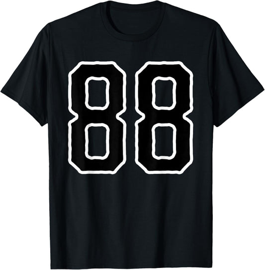 Number #88 White Black Sport Number 88 T-Shirt - T-Shirt | Black