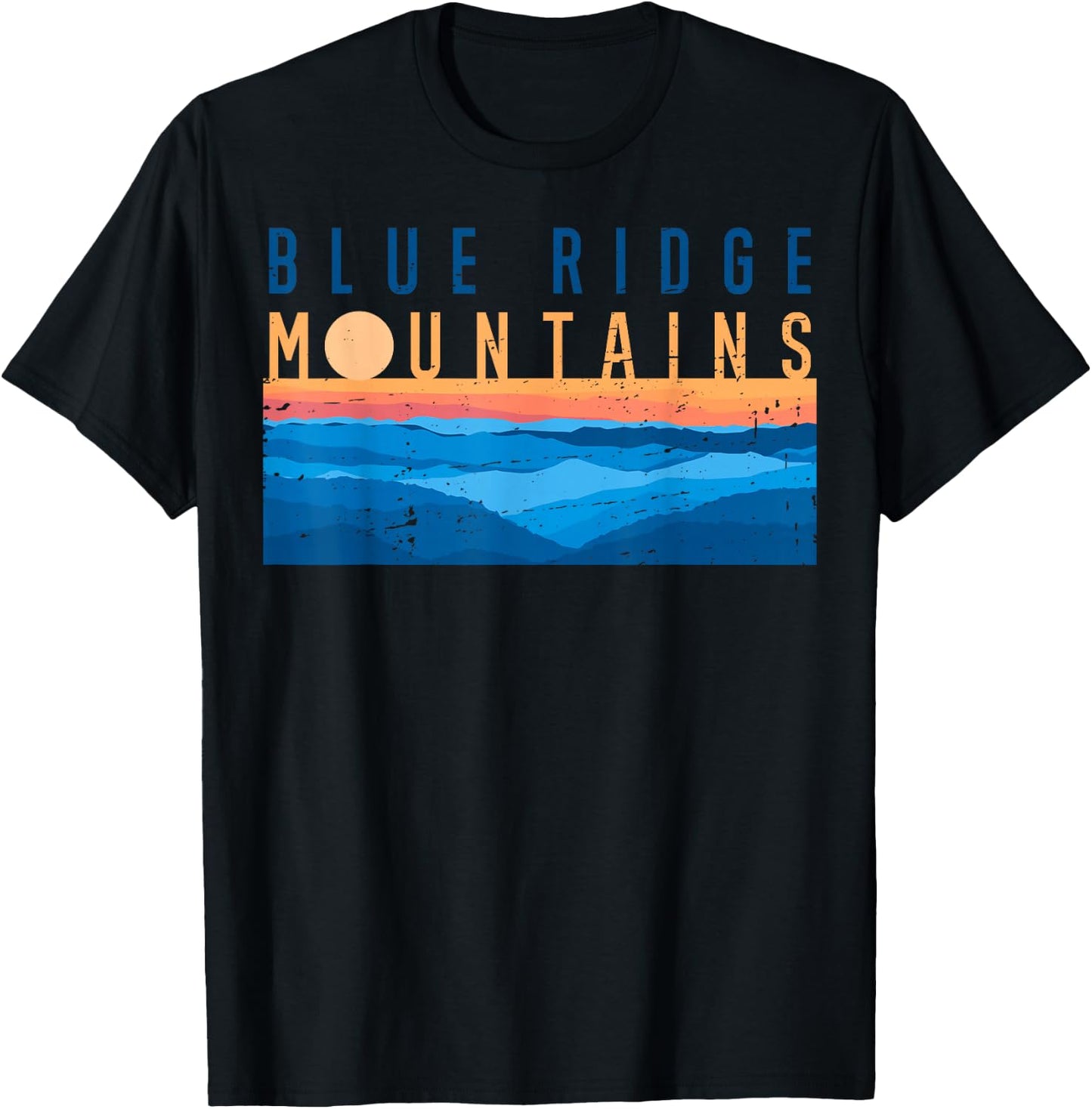 Retro Vintage Sunset Blue Ridge Mountains USA Mountain Range T-Shirt - T-Shirt | Black