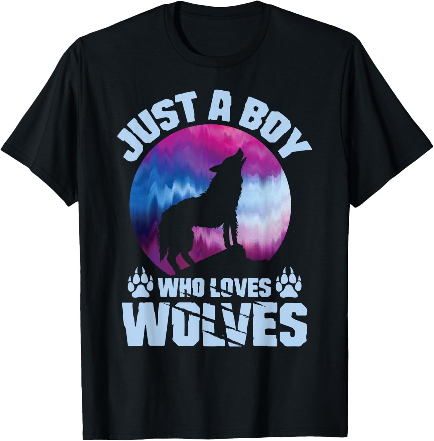 Just A Boy Who Loves Wolves Shirt Wolves Lover Boys Kids T-Shirt - T-Shirt | Black