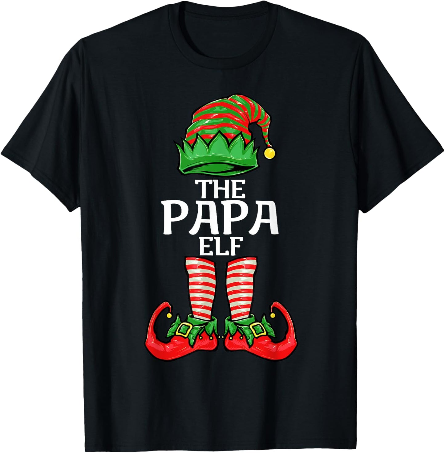 Papa Elf Father Christmas Family Matching Group T-Shirt - T-Shirt | Black