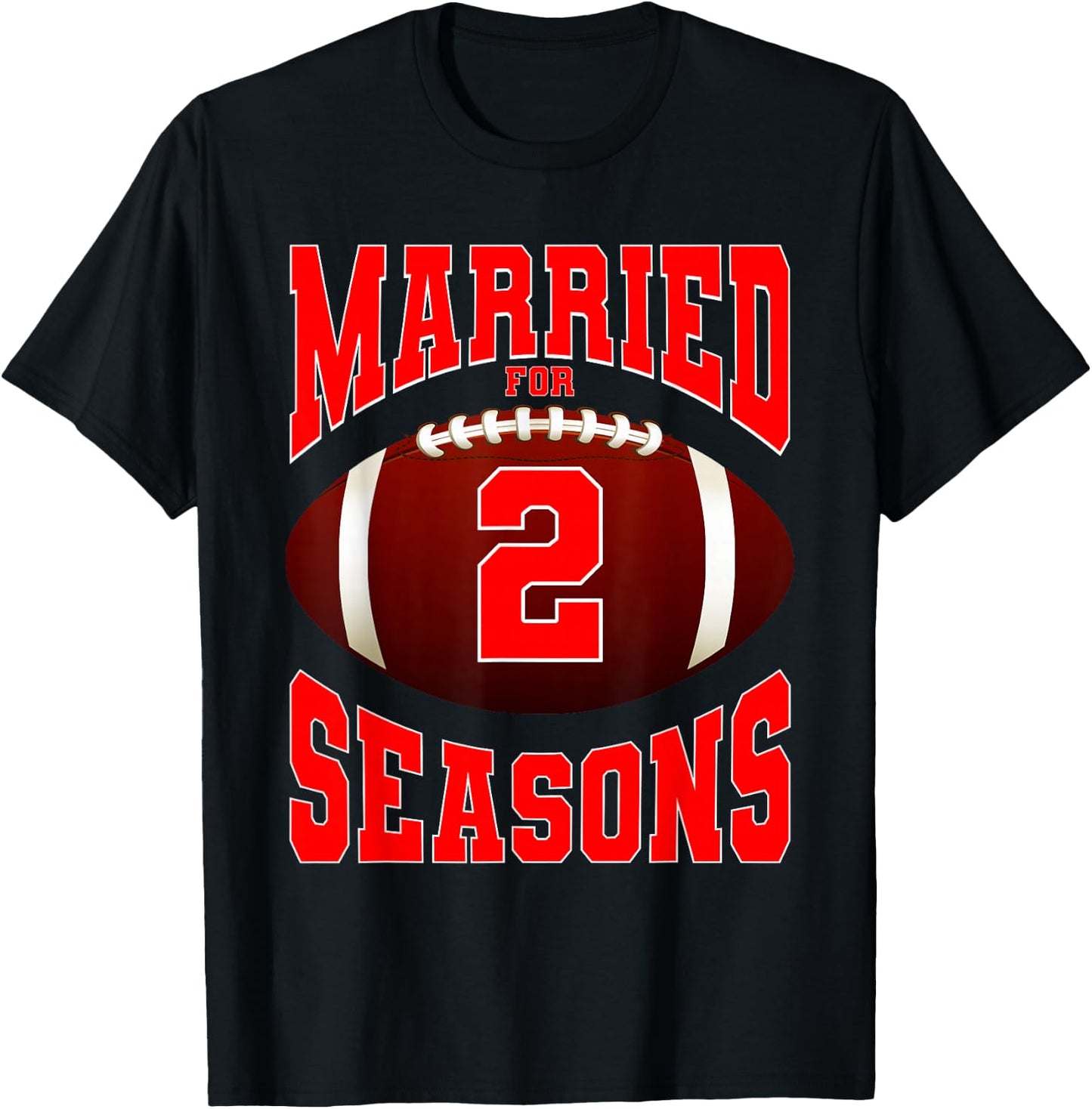 Football Couples 2 Years Marriage Matching 2nd Anniversary T-Shirt - T-Shirt | Black