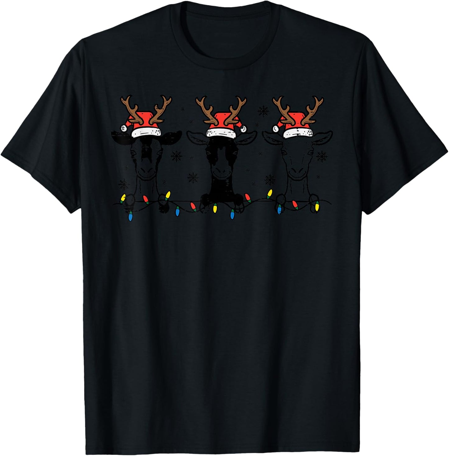 Christmas Goats Santa Xmas Farm Animal Farmer Men Women Kids T-Shirt - T-Shirt | Black