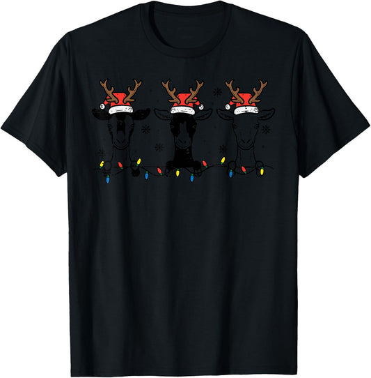 Christmas Goats Santa Xmas Farm Animal Farmer Men Women Kids T-Shirt - T-Shirt | Black