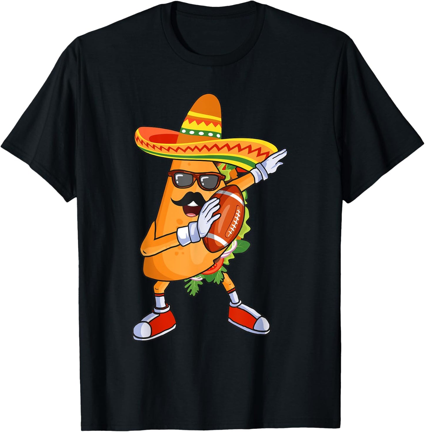 Football and Tacos Dabbing Cinco de Mayo for kids T-Shirt - T-Shirt | Black