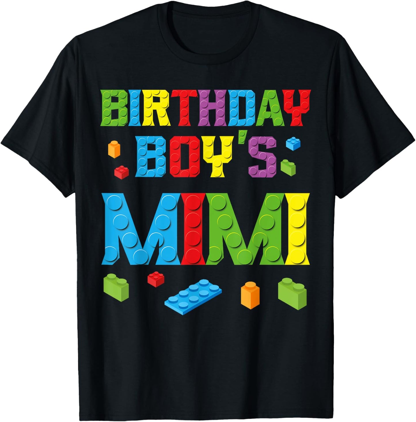 Master Builder Birthday Boy's Mimi Building Bricks Blocks T-Shirt - T-Shirt | Black