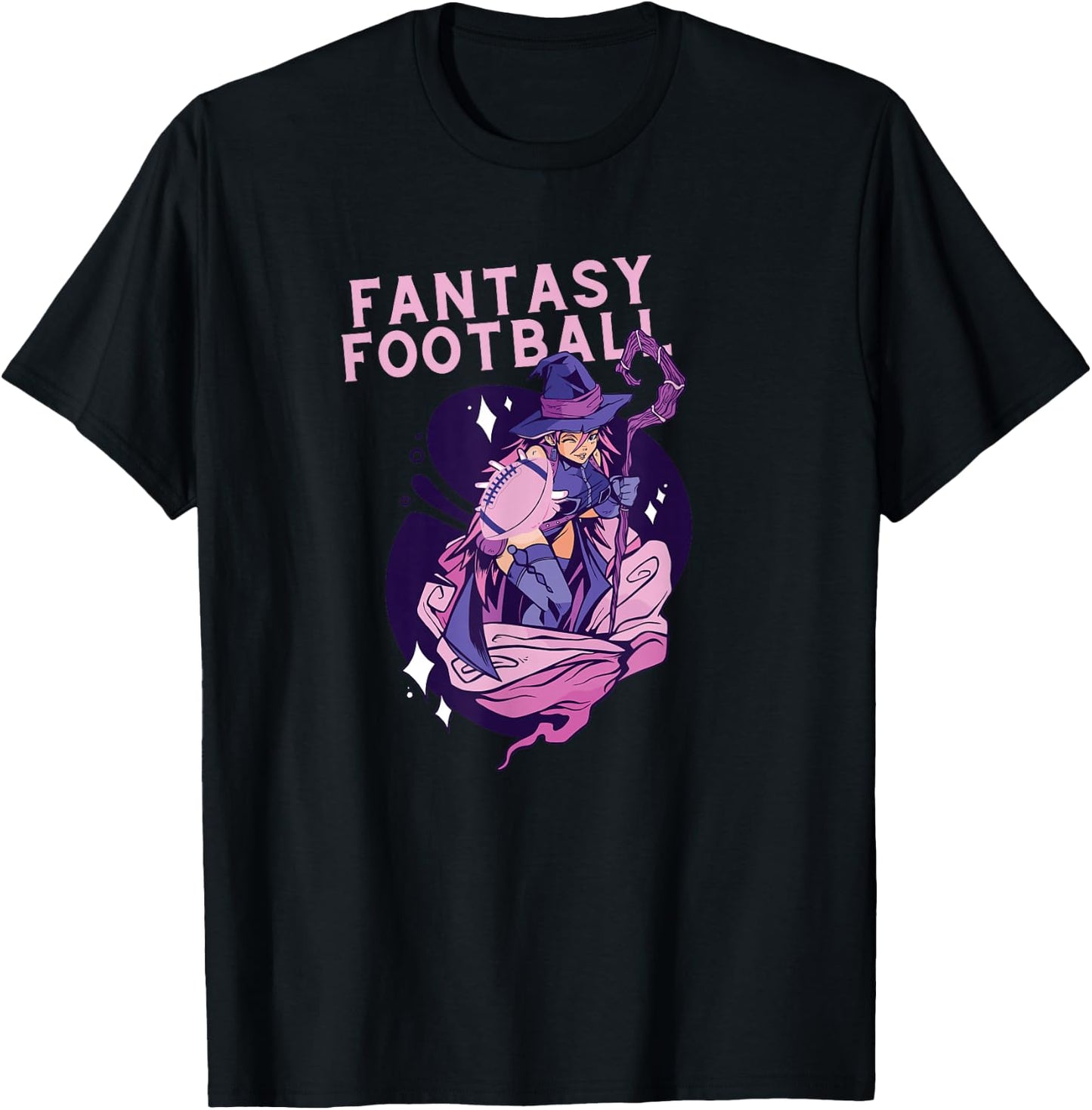 Fantasy Football Woman Wizard Magic Ironic Sports Design T-Shirt - T-Shirt | Black
