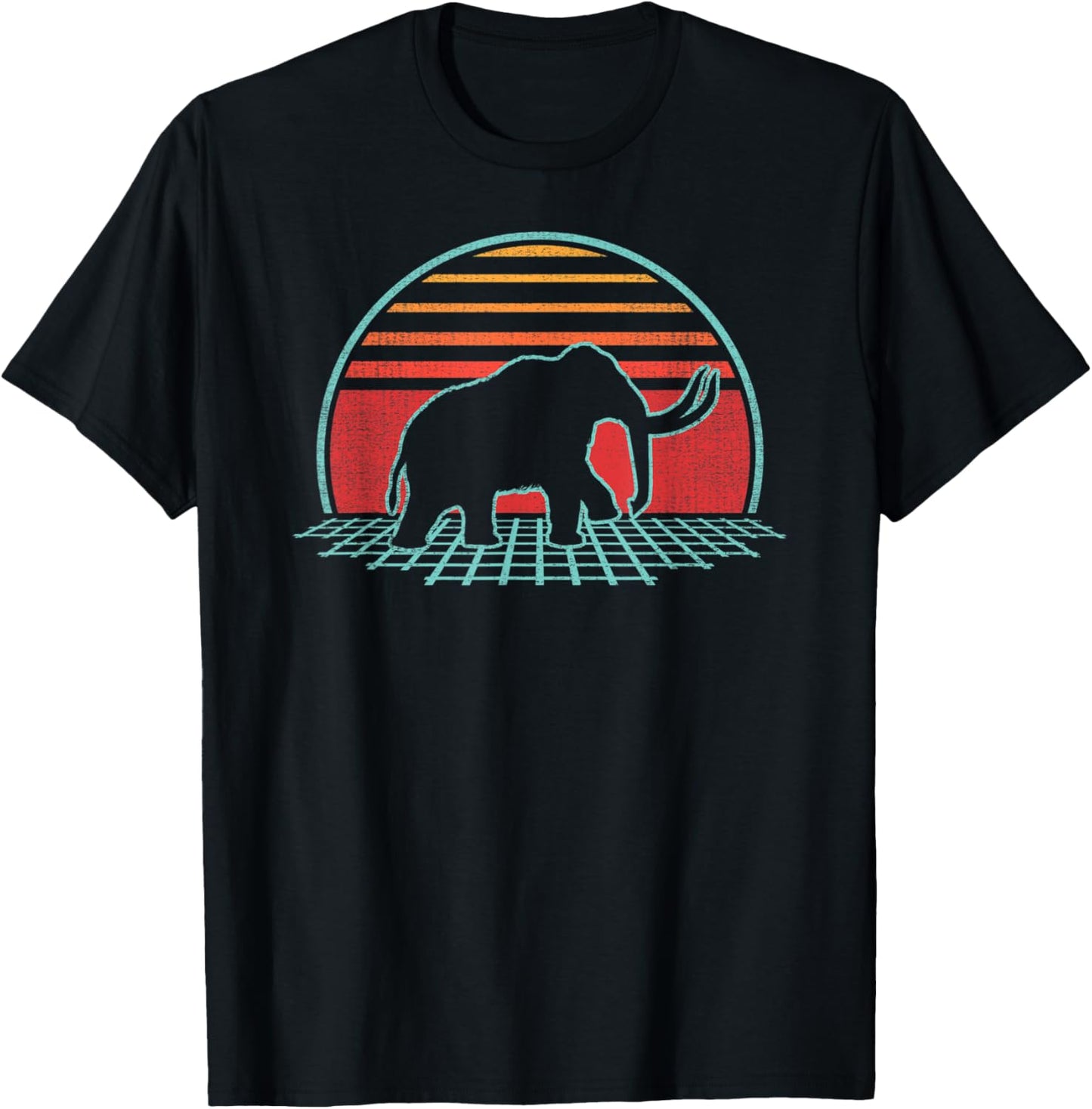 Woolly Mammoth Retro Vintage 80s Style T-Shirt - T-Shirt | Black