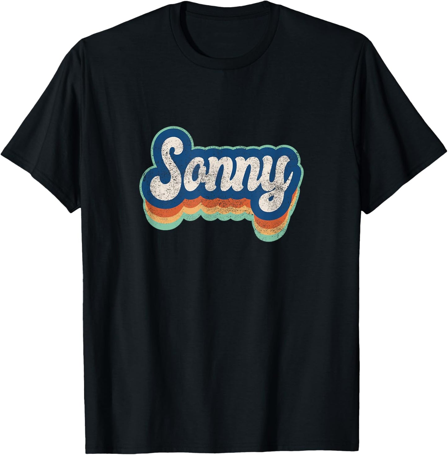Sonny First Name Boy Vintage Style 70s 80s Personalized T-Shirt - T-Shirt | Black