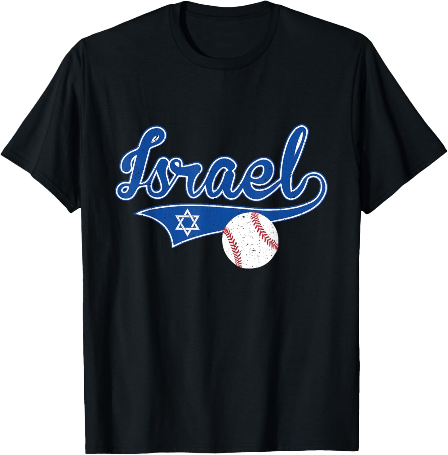 Distressed Vintage Athletic Sport Israel Baseball Fans T-Shirt - T-Shirt | Black