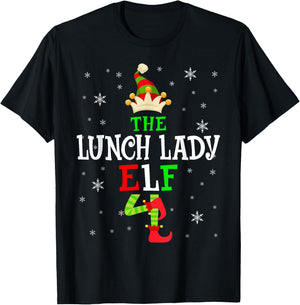 The Lunch Lady Elf Christmas Elf Party Matching Family Group T-Shirt - T-Shirt | Black