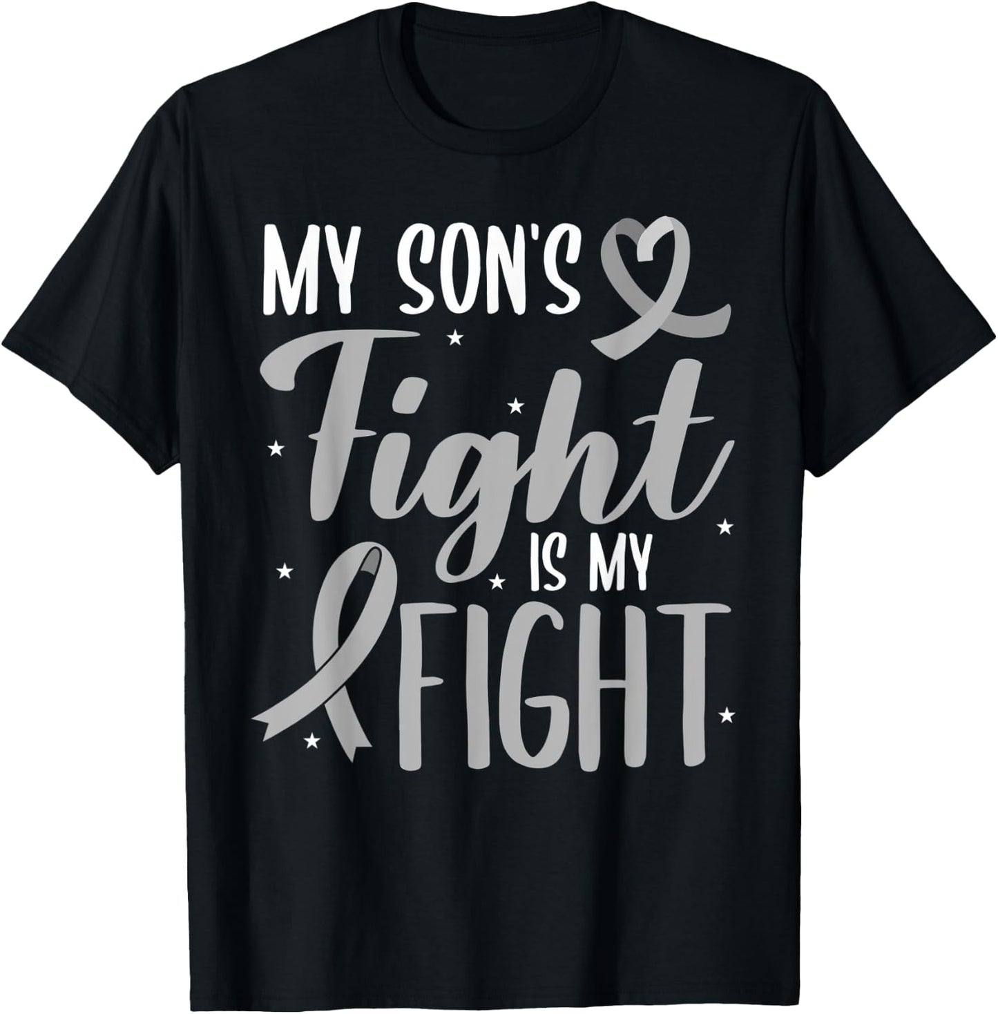 My Son's Fight My Fight Grey Ribbon Schizophrenia Awareness T-Shirt - T-Shirt | Black