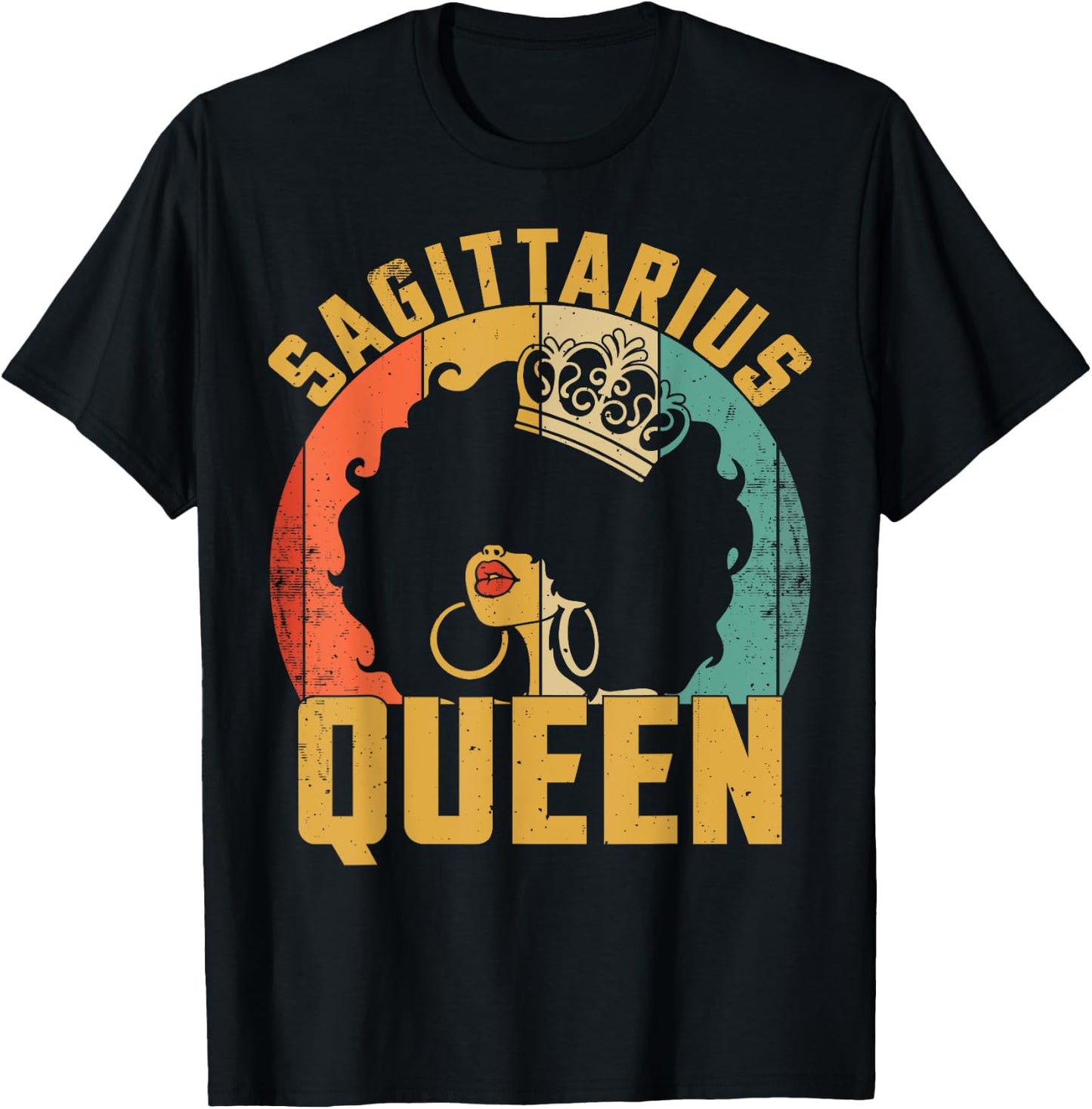 Birthday Afro Sagittarius Queen African American Black Women T-Shirt - T-Shirt | Black
