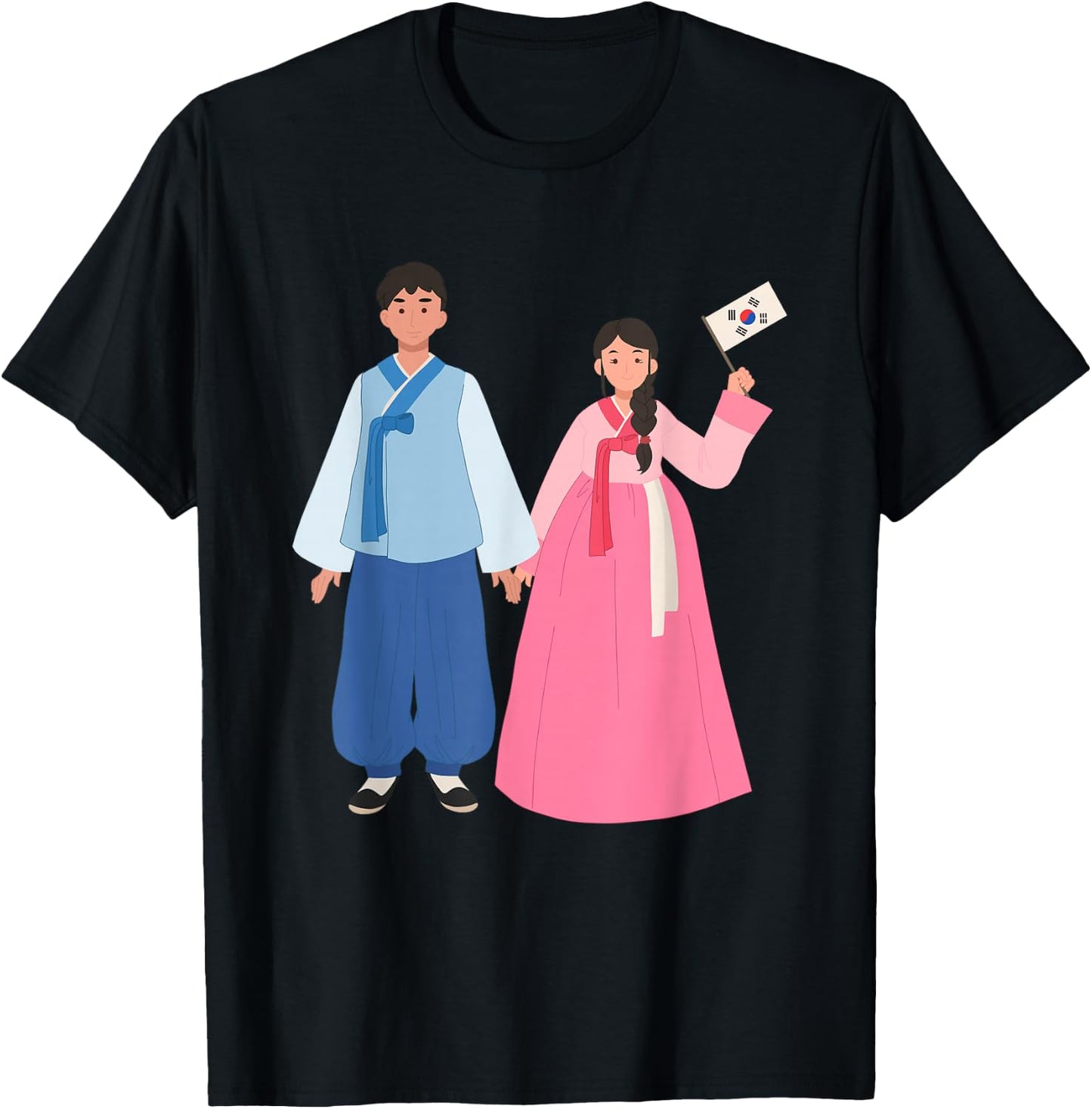 Korean K-Drama Hanbok man woman Chusok T-Shirt - T-Shirt | Black