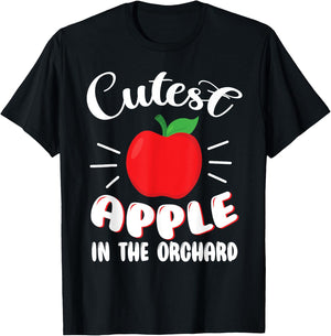 Funny Cutest Apple In The Orchard Apple Picking Kids T-Shirt - T-Shirt | Black