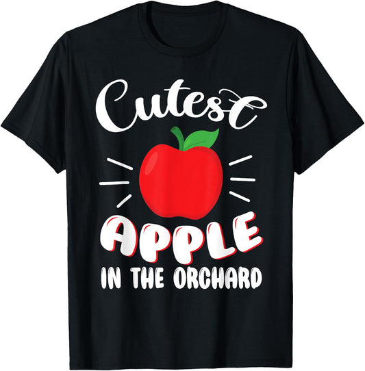 Funny Cutest Apple In The Orchard Apple Picking Kids T-Shirt - T-Shirt | Black