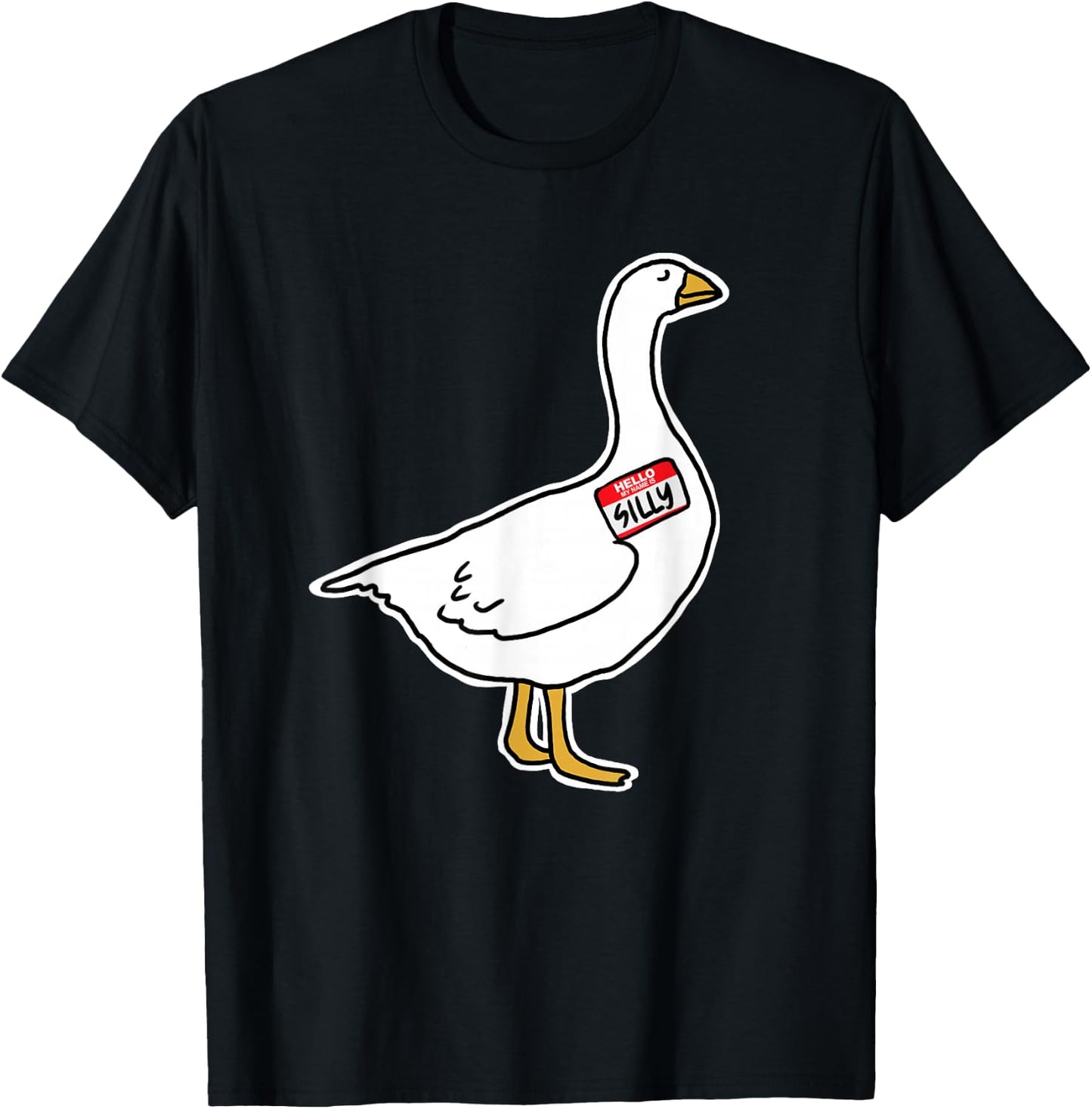 Goose with Silly Name Tag T-Shirt - T-Shirt | Black
