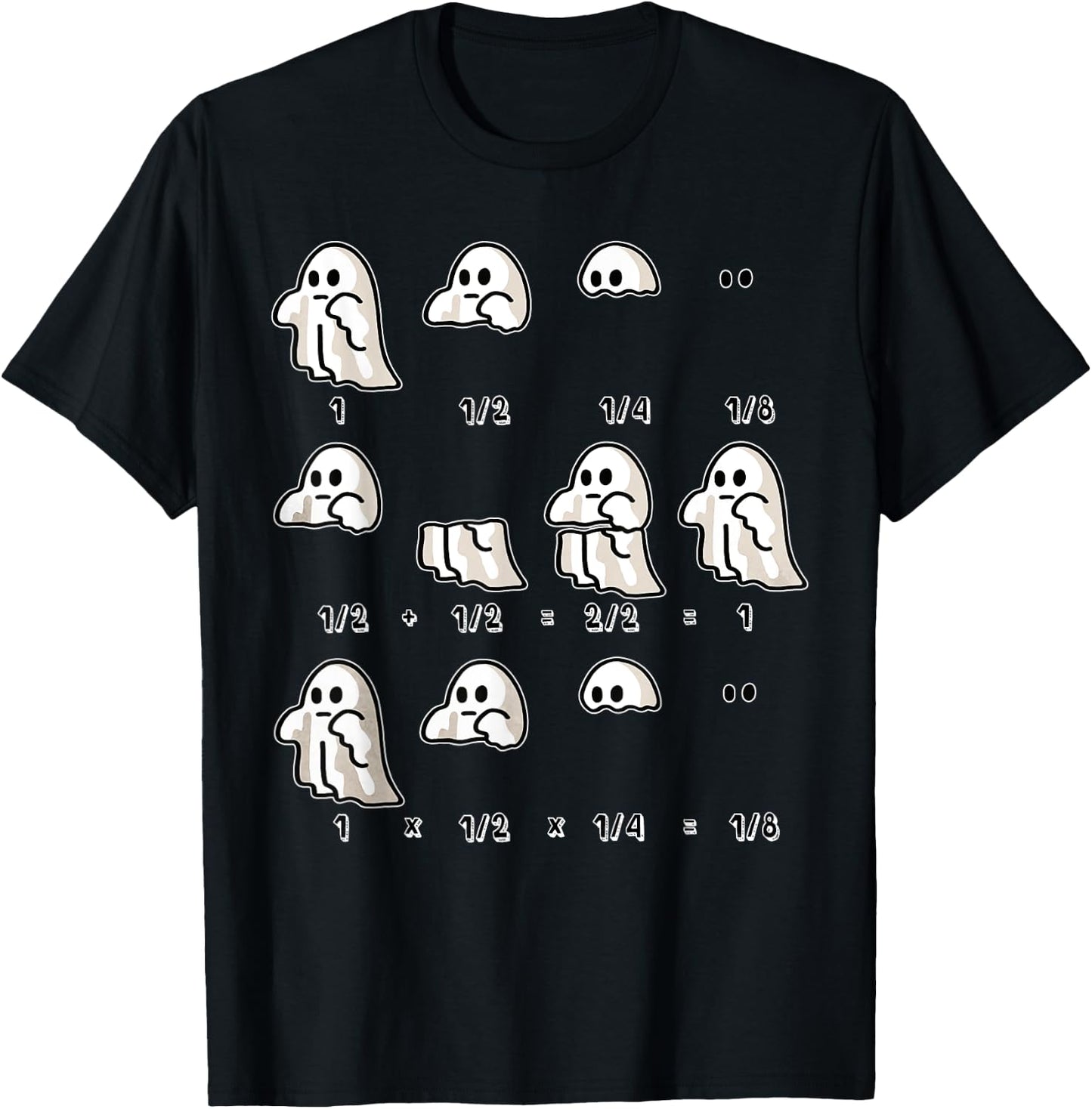 Fractions Math Teacher Ghost Math Halloween Humorous T-Shirt - T-Shirt | Black