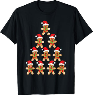 Gingerbread Kids Funny Gingerbread Man Christmas Tree T-Shirt - T-Shirt | Black