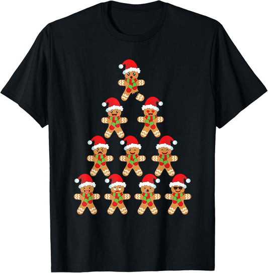 Gingerbread Kids Funny Gingerbread Man Christmas Tree T-Shirt - T-Shirt | Black