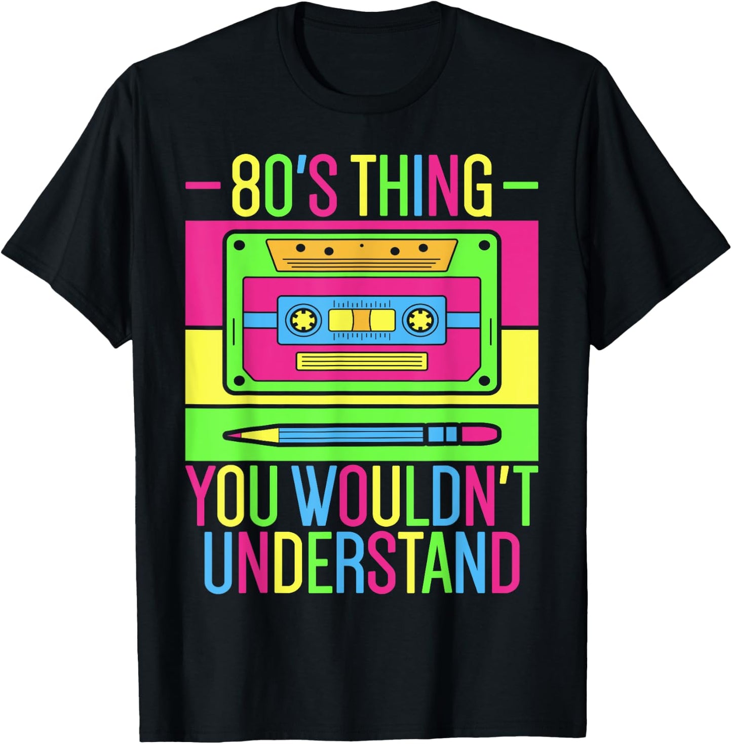 80s Outfit 1980s Fashion 80 Theme Party 80s Costume Eighties T-Shirt - T-Shirt | Black