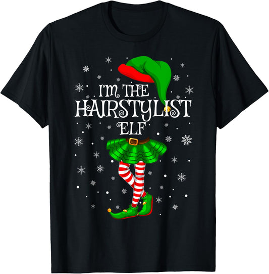 Family Matching Women Girls The Hairstylist Elf Christmas T-Shirt - T-Shirt | Black