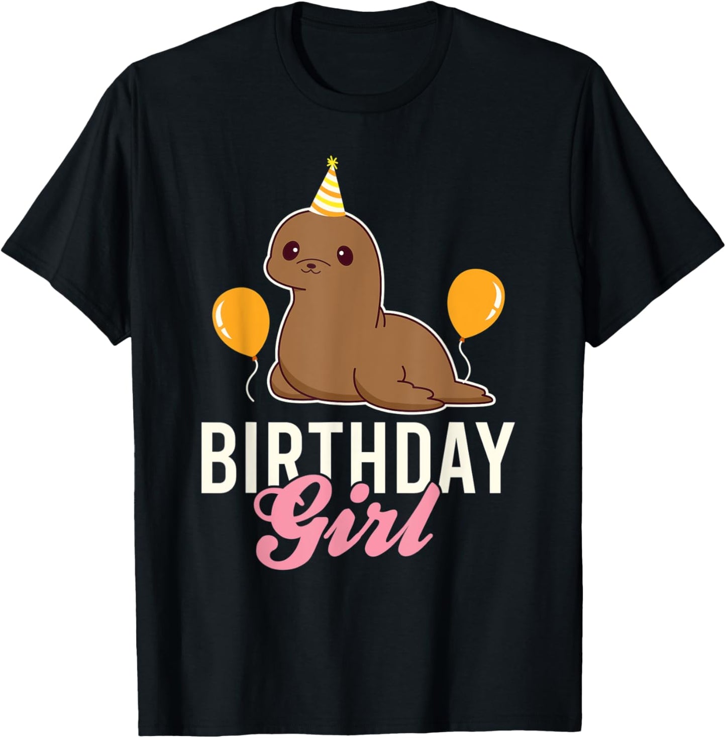 Cute Sea Lion Birthday Girl T-Shirt - T-Shirt | Black
