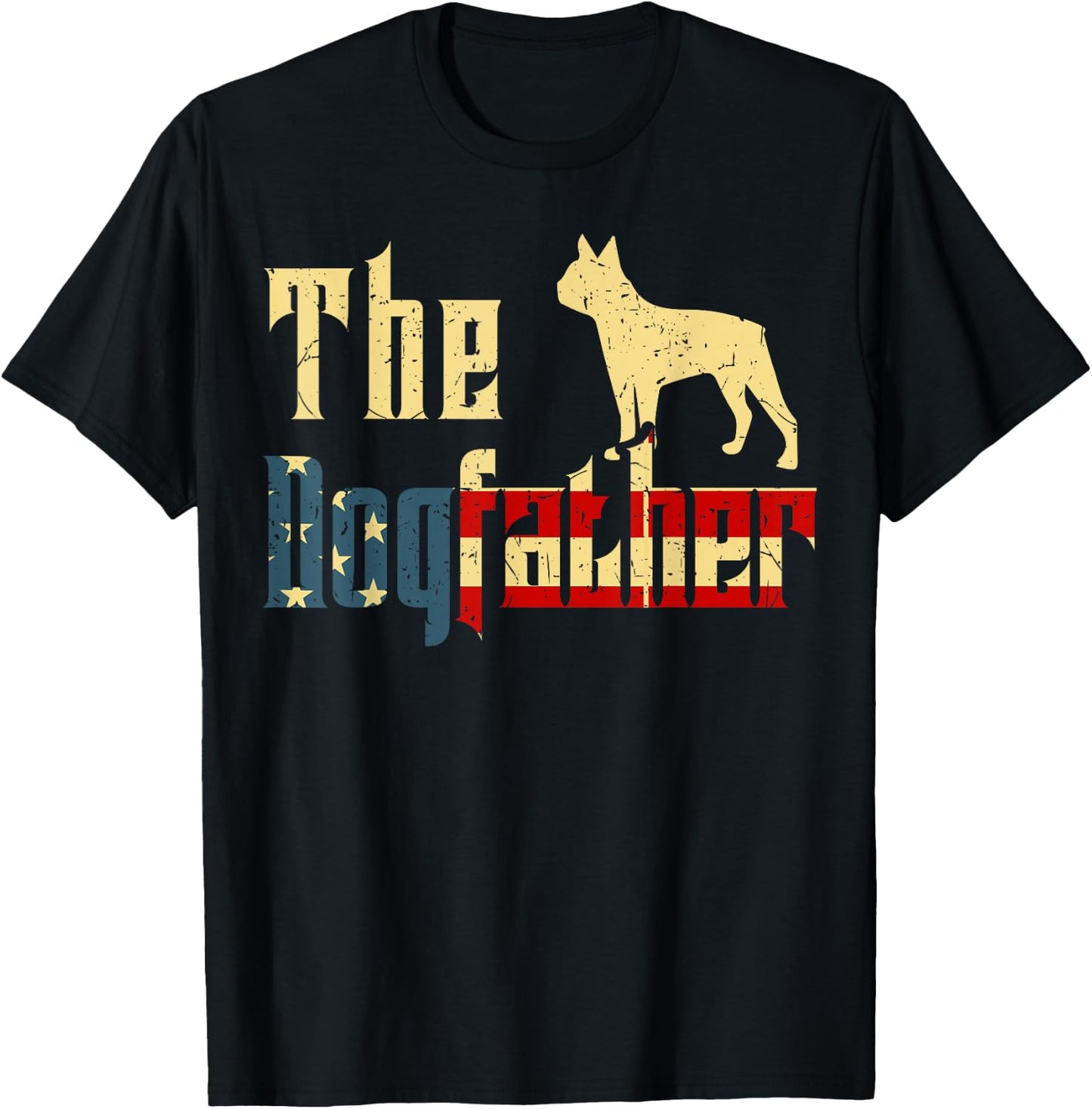 Boston-Terrier-Shirt The Dogfather Bostie Dog Dad Funny Men T-Shirt - T-Shirt | Black
