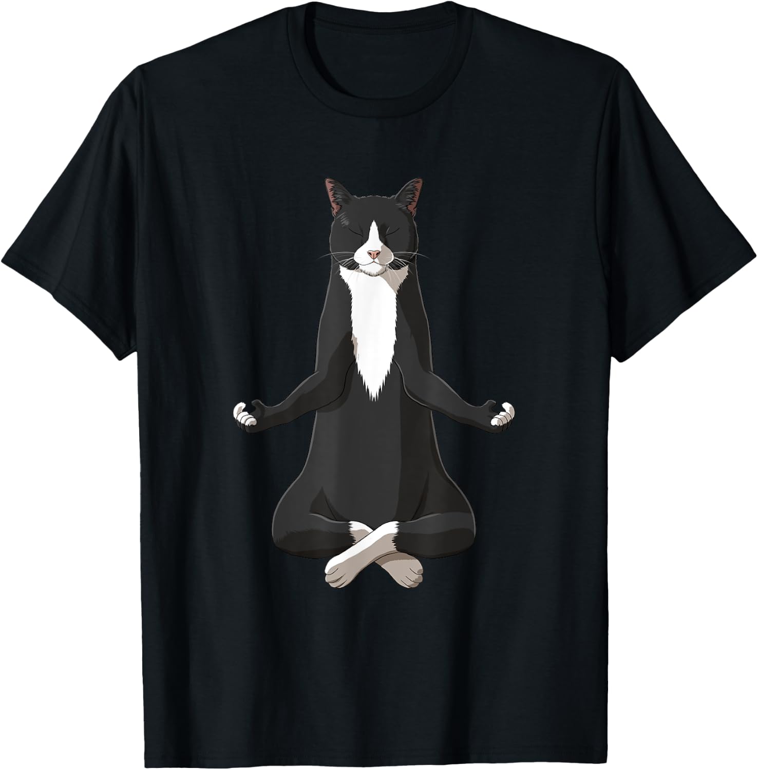 Funny Yoga Tuxie Tuxedo Cat Women Girls Kids T-Shirt - T-Shirt | Black