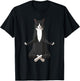Funny Yoga Tuxie Tuxedo Cat Women Girls Kids T-Shirt - T-Shirt | Black