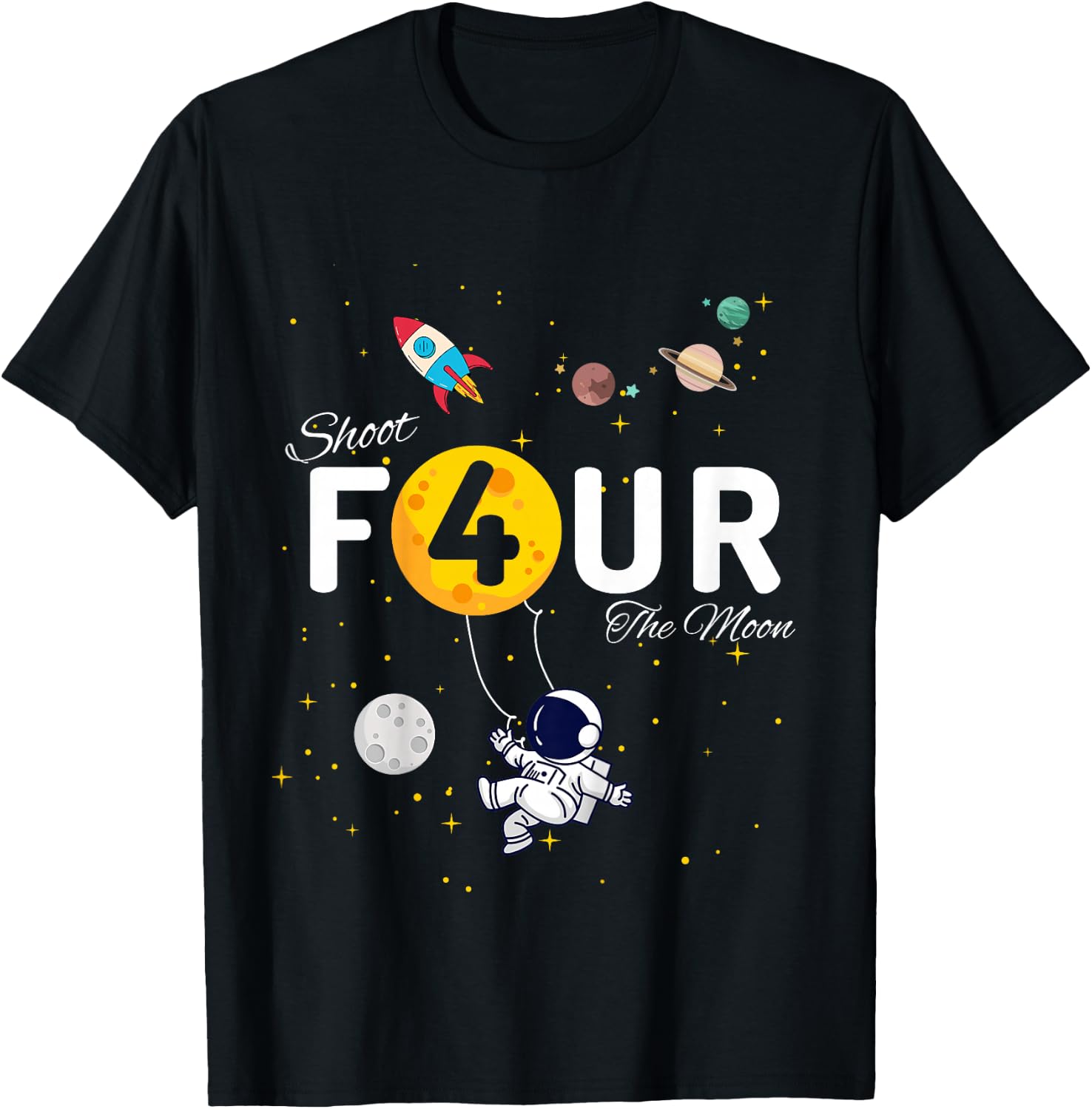 Shoot 4 The Moon Child's 4th Birthday party T-Shirt - T-Shirt | Black