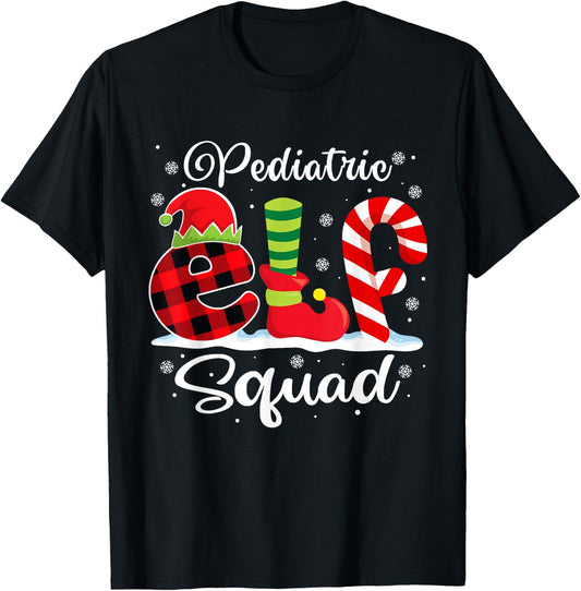 Pediatric Elf Squad Christmas Pediatrician Matching T-Shirt - T-Shirt | Black