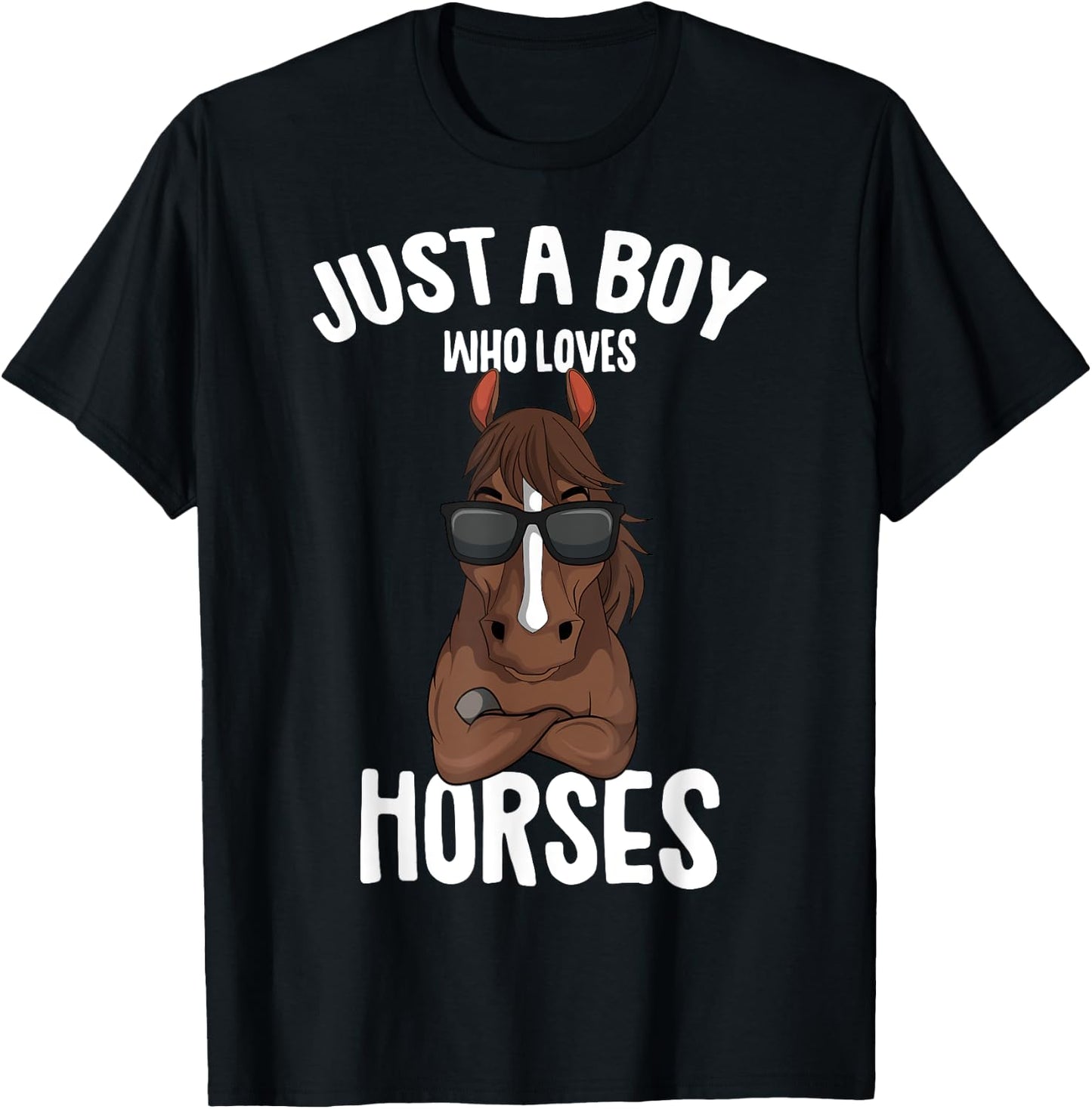 Just a Boy who loves Horses Equestrian Horseback Riding Kids T-Shirt - T-Shirt | Black