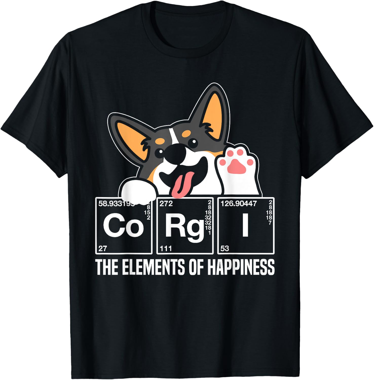 Black Corgi Periodic Table Chemistry Science Teacher T-Shirt - T-Shirt | Black