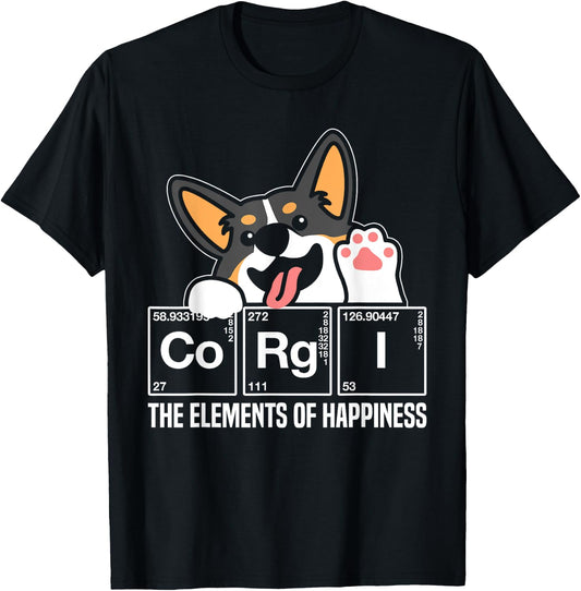 Black Corgi Periodic Table Chemistry Science Teacher T-Shirt - T-Shirt | Black