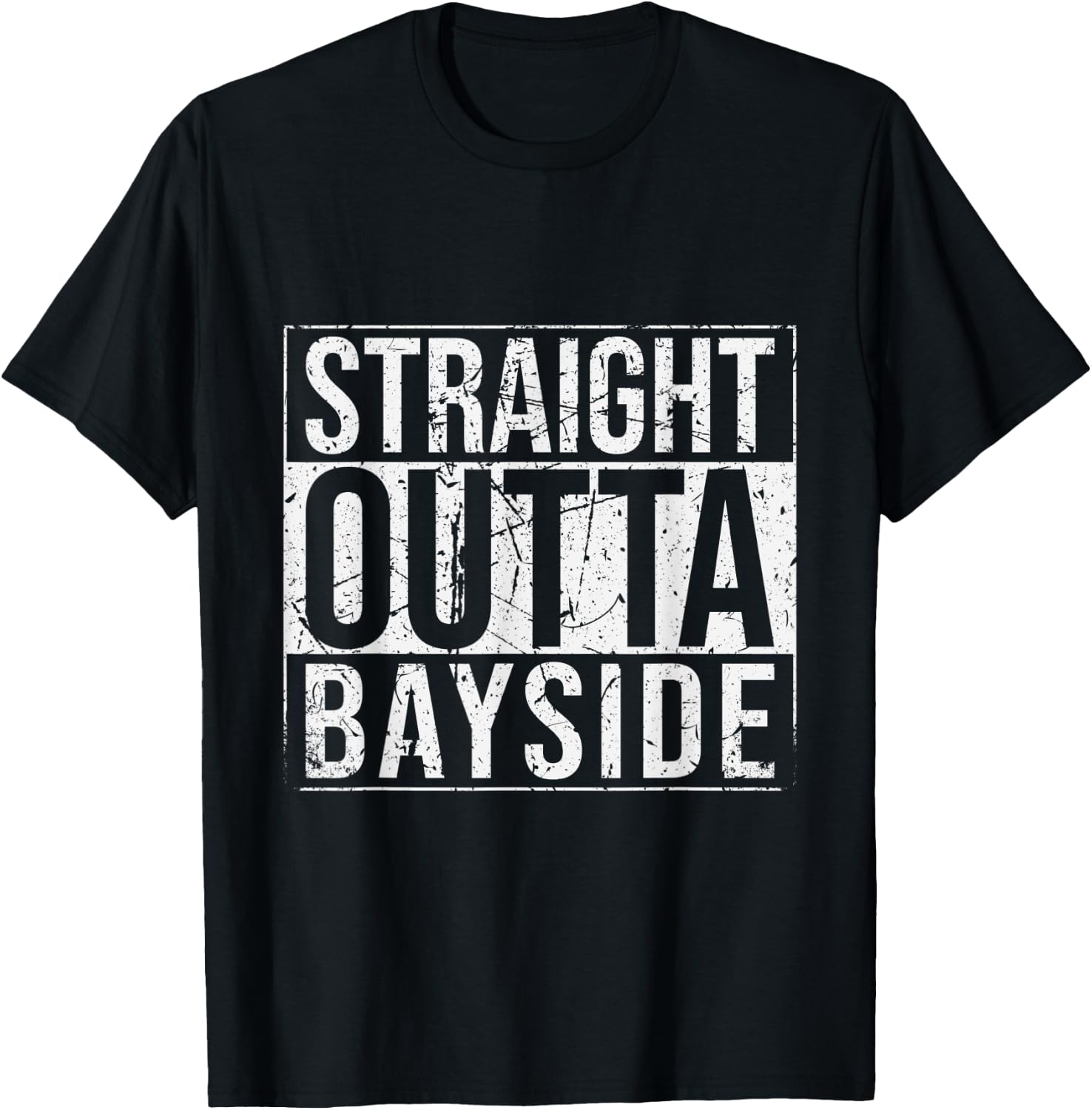 Straight Outta Bayside Vintage T-Shirt - T-Shirt | Black