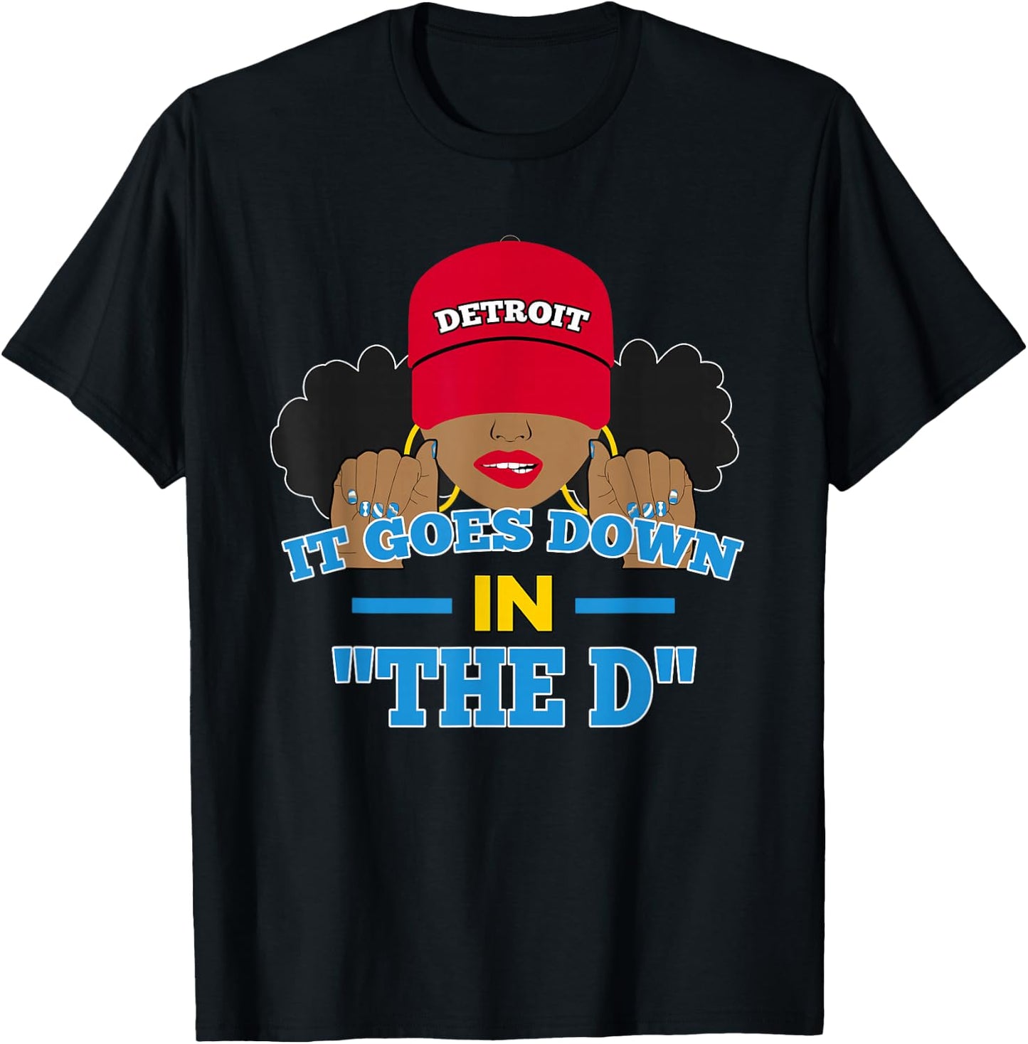 From Detroit The D Afro Puffs Woman Hometown T-Shirt - T-Shirt | Black
