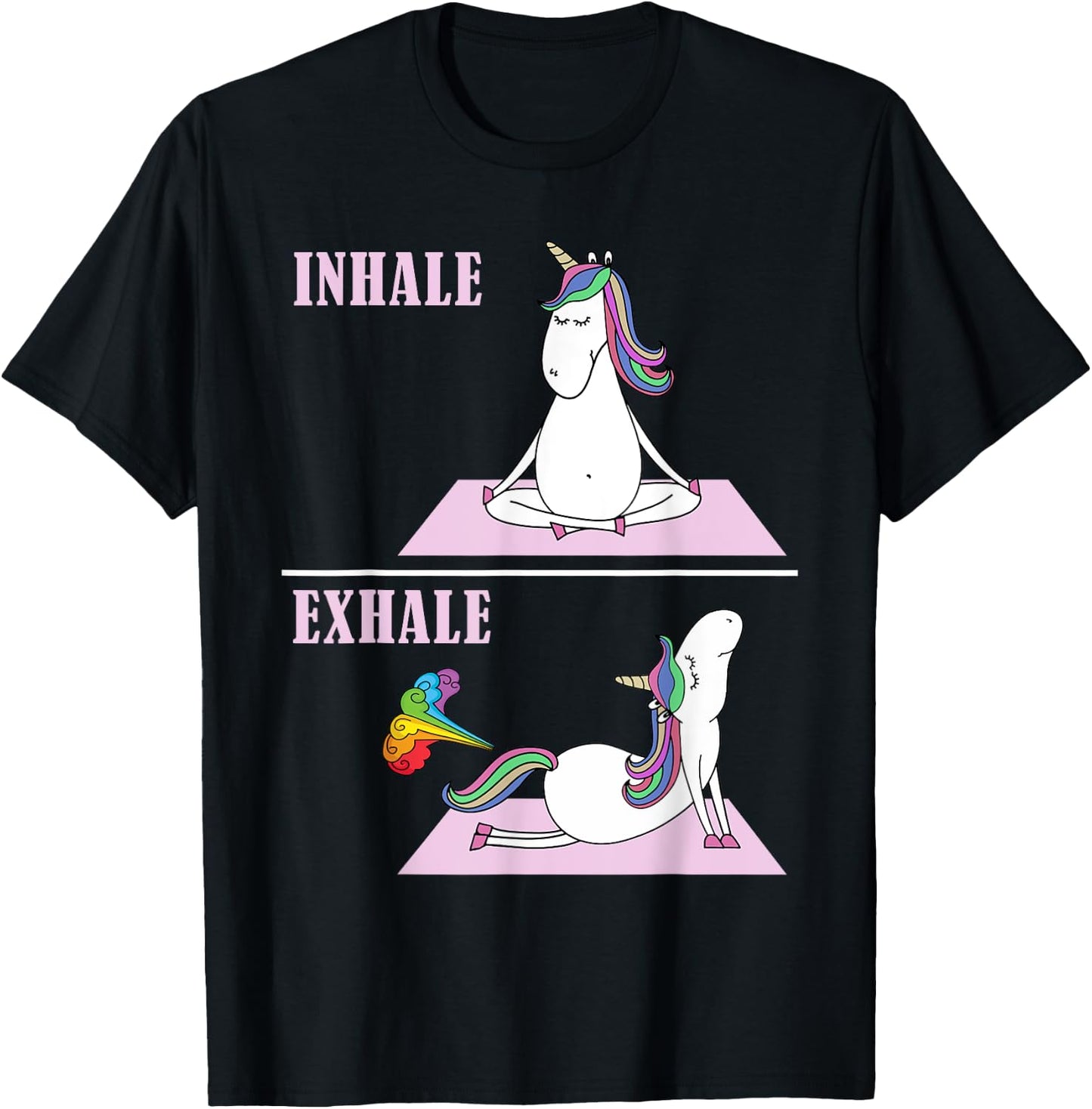 Unicorn Yoga Inhale Exhale Fart Funny T-Shirt - T-Shirt | Black