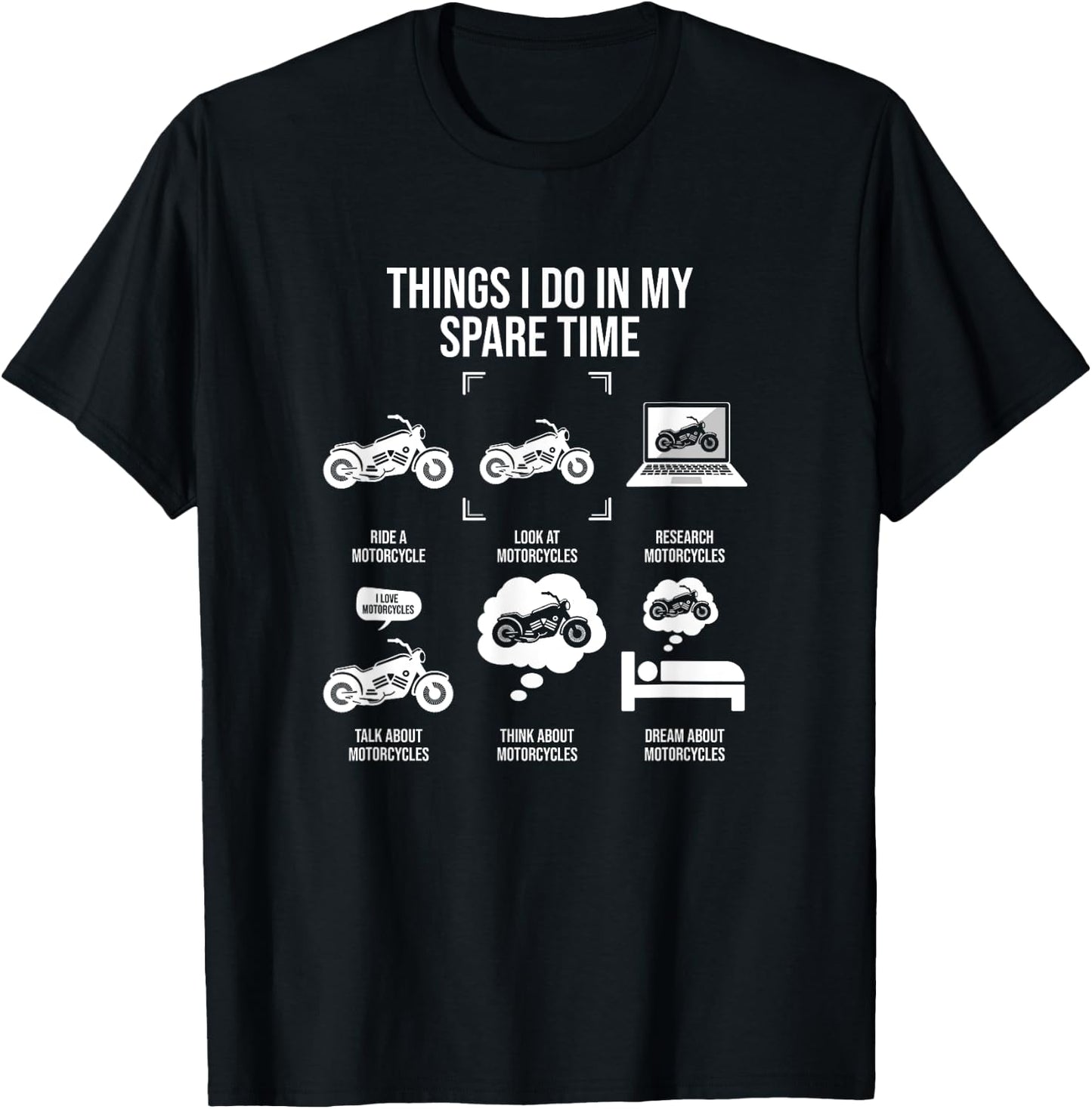 Things I Do In My Spare Time Funny Motorcycle Rider T-Shirt - T-Shirt | Black