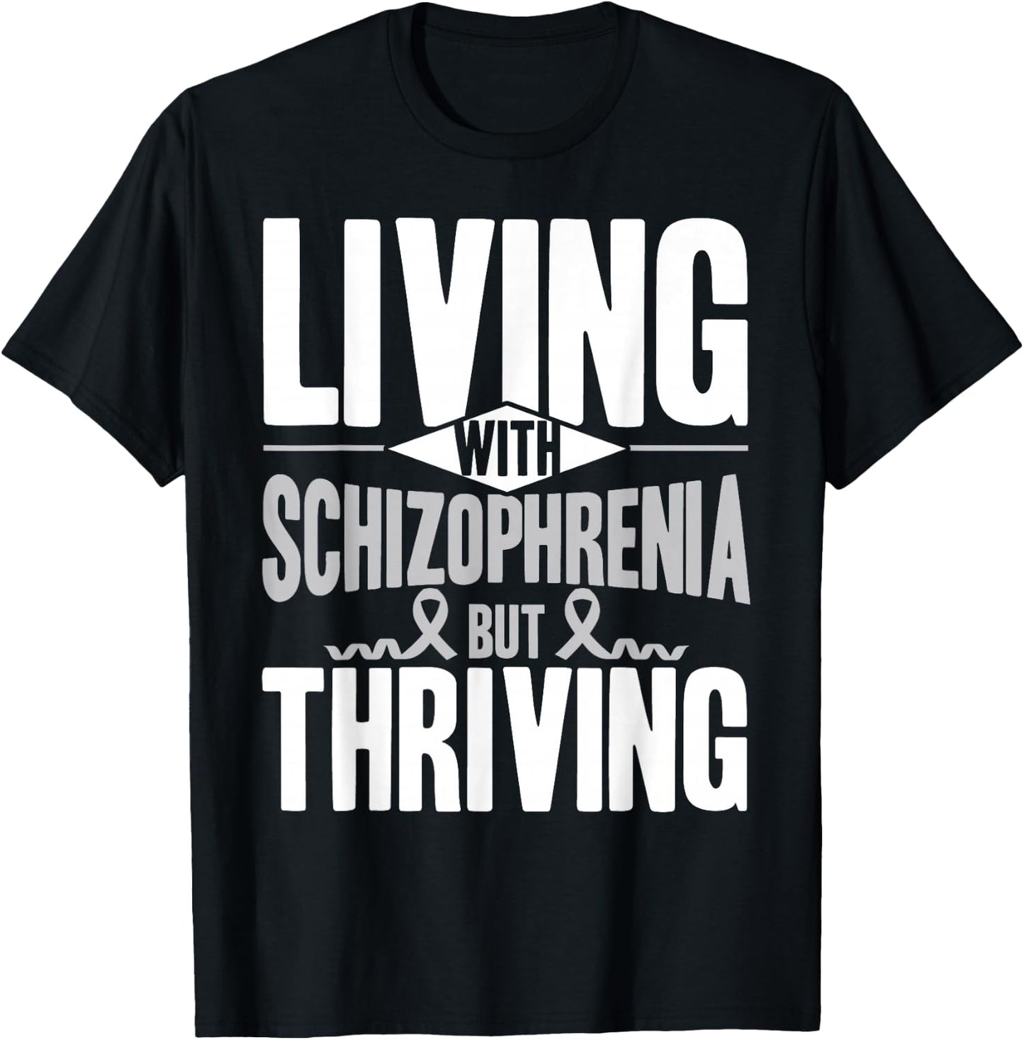 Schizophrenia Awareness Month Support Living With Schizophrenia Schizophrenia Awareness , Black, -Adults, Small, Short Sleeve, , Modern Awareness Ribbon, Letter Print, Pull On T-Shirt - T-Shirt | Black