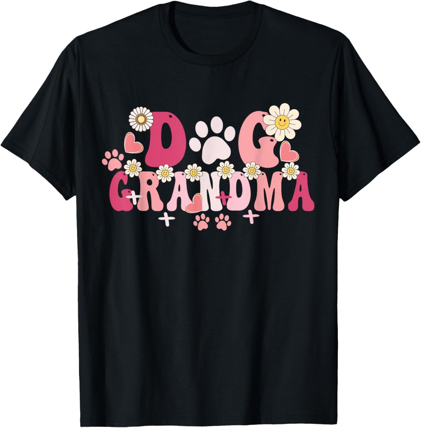 Groovy Dog Grandma Owner Mama Grandma Dog Lovers T-Shirt - T-Shirt | Black