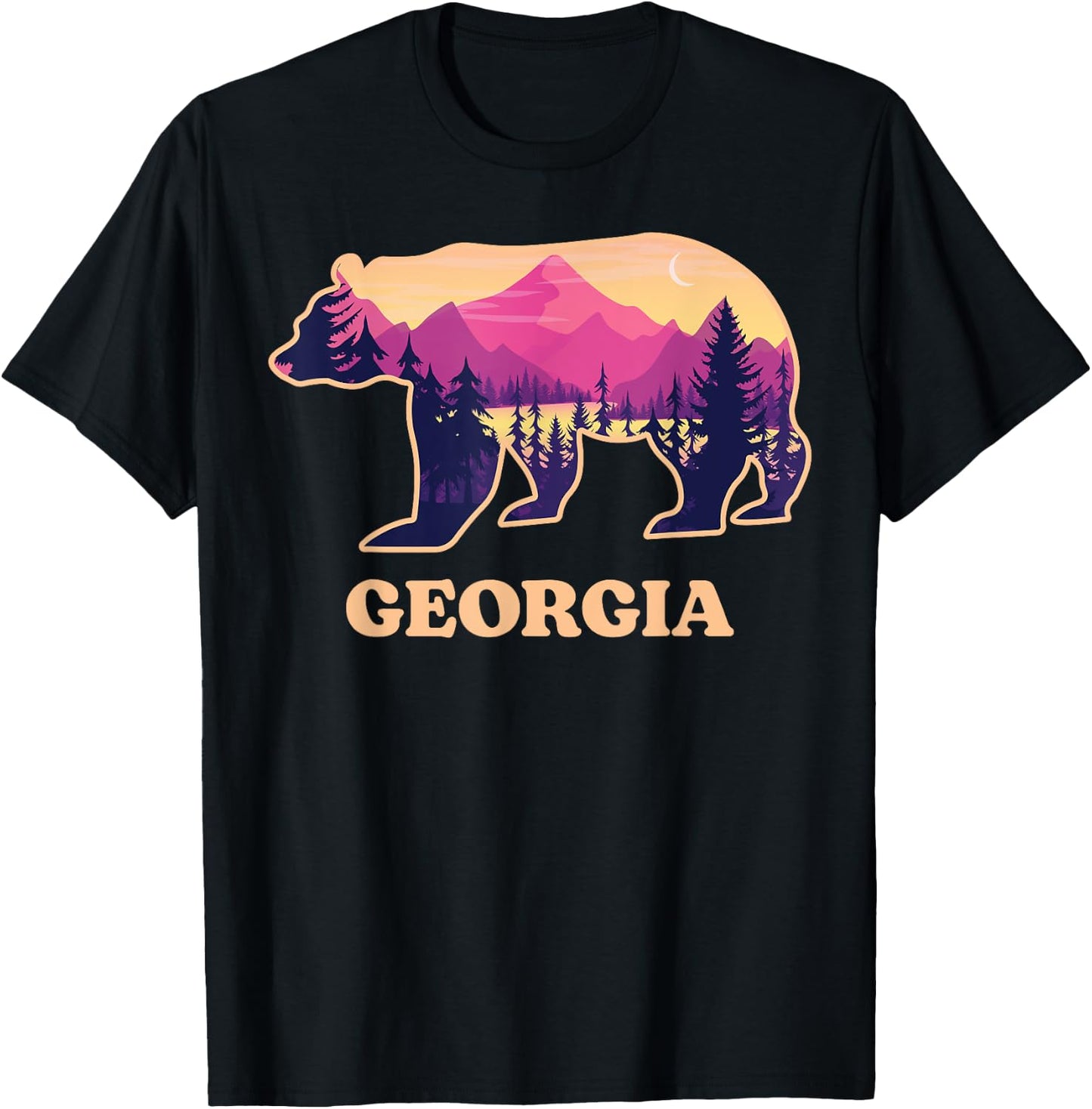 Bear Blue Ridge Georgia GA Vintage Retro Hiking Souvenirs T-Shirt - T-Shirt | Black