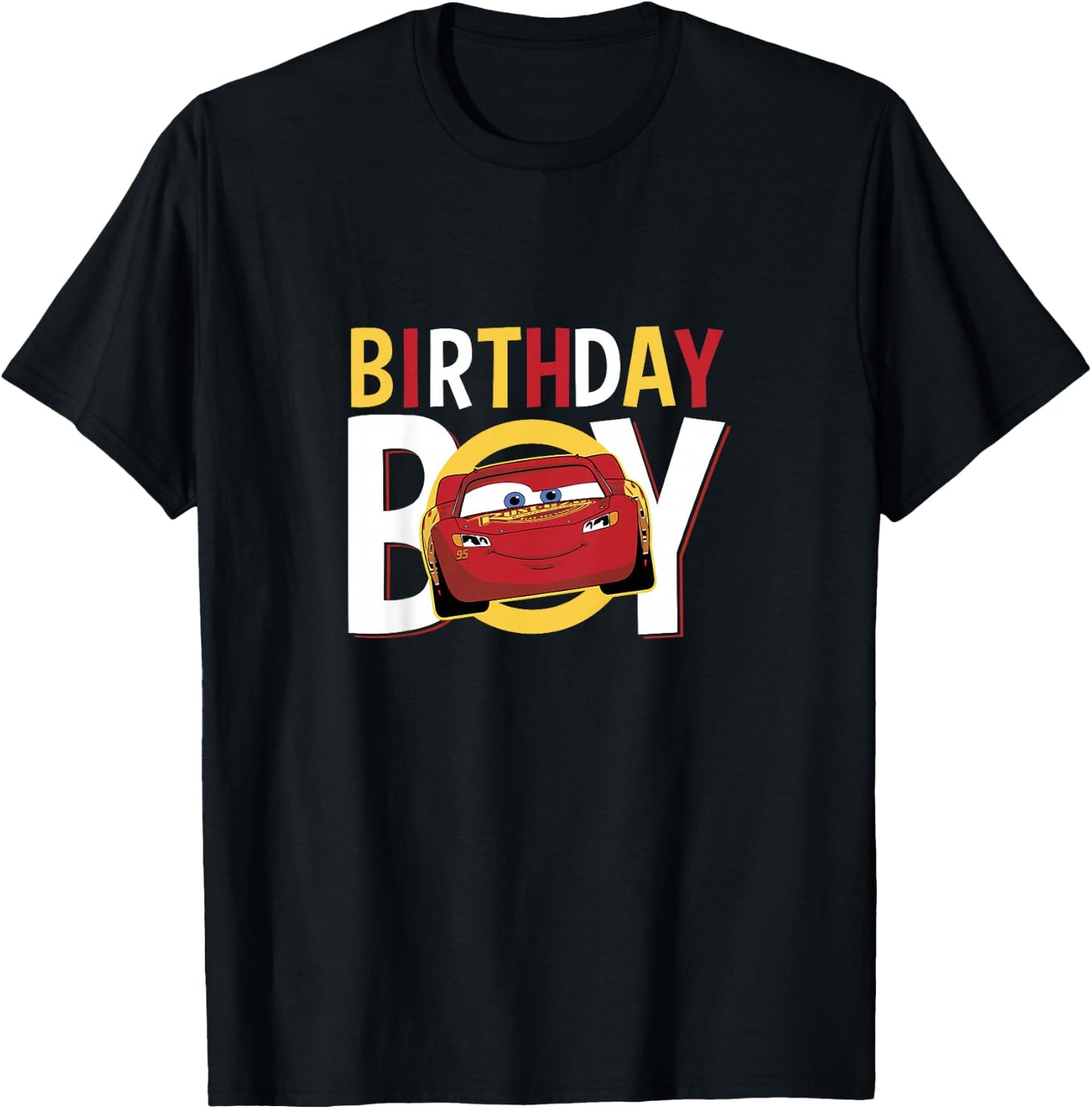 Kids Disney Pixar Cars Birthday Boy Lightning McQueen Youth T-Shirt - T-Shirt | Black