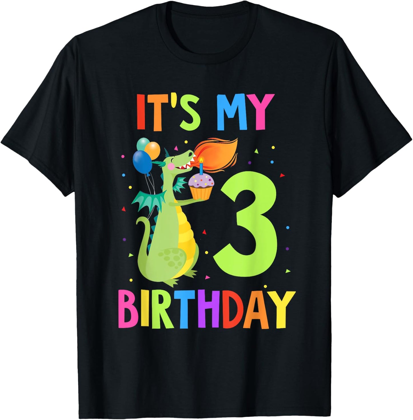 It's My 3rd Birthday Shirt Toddler Boy 3 Yrs Old Dragon T-Shirt - T-Shirt | Black